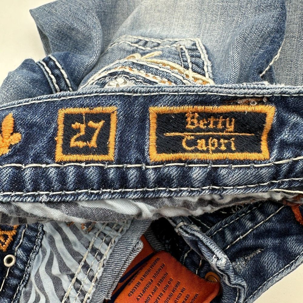 Rock Revival Betty Capri Jeans Womens‎ Size 27 Blue Ankle Bling Pockets - Picture 4 of 12